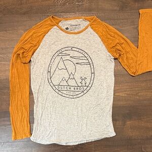 Dutch Bros Orange and Gray Raglan Shirt